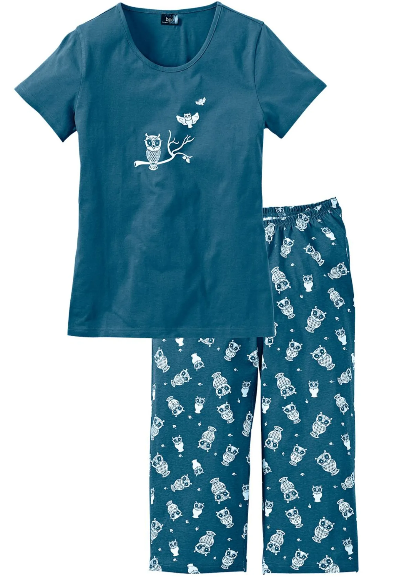 bonprix bonprix Pijama capri con mangas cortas petrol-blanco Best