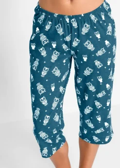 bonprix bonprix Pijama capri con mangas cortas petrol-blanco Best