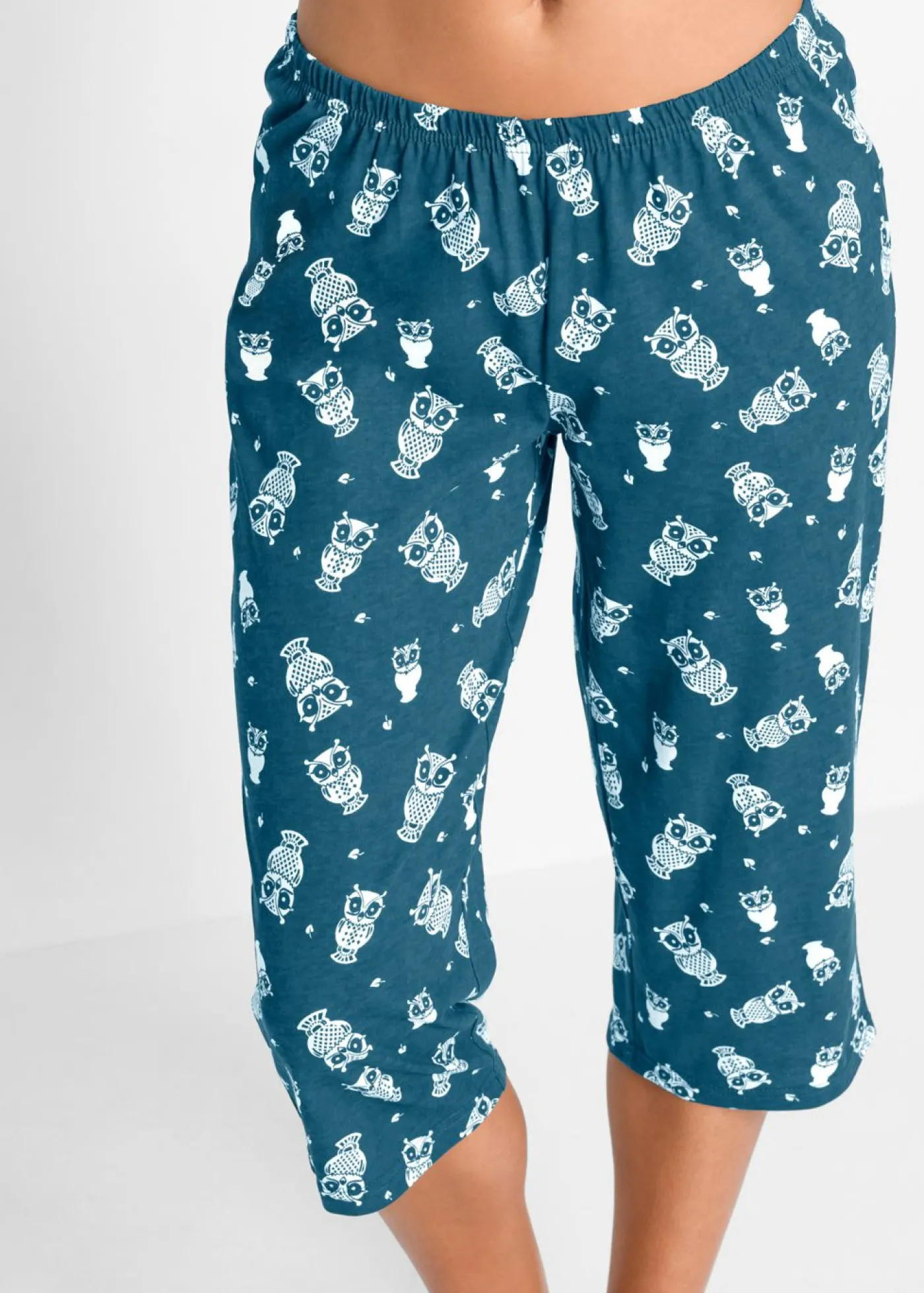 bonprix bonprix Pijama capri con mangas cortas petrol-blanco Best