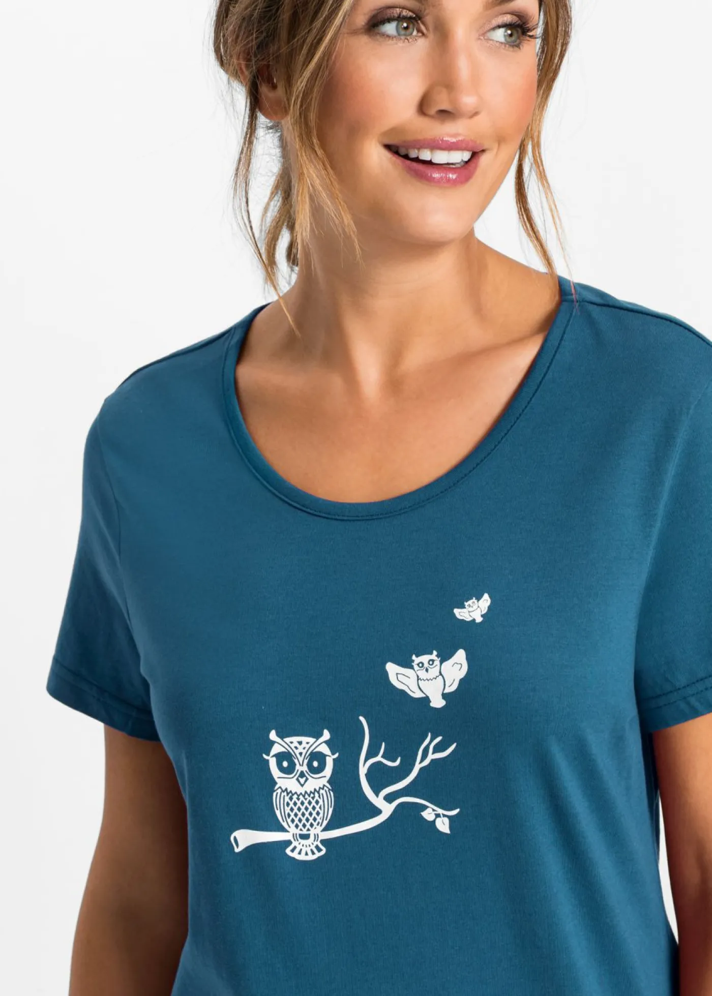 bonprix bonprix Pijama capri con mangas cortas petrol-blanco Best