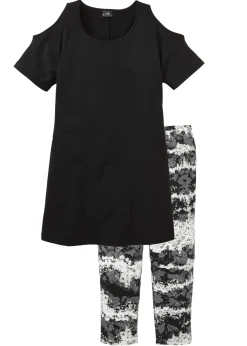 bonprix bonprix Pijama capri con mangas cortas Negro