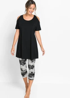 bonprix bonprix Pijama capri con mangas cortas Negro