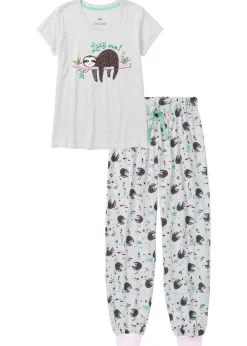 bonprix bonprix Pijama con mangas cortas crudo moteado / rosa pálido / menta / marrón oscuro / blanco