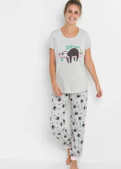 bonprix bonprix Pijama con mangas cortas crudo moteado / rosa pálido / menta / marrón oscuro / blanco