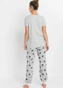 bonprix bonprix Pijama con mangas cortas crudo moteado / rosa pálido / menta / marrón oscuro / blanco