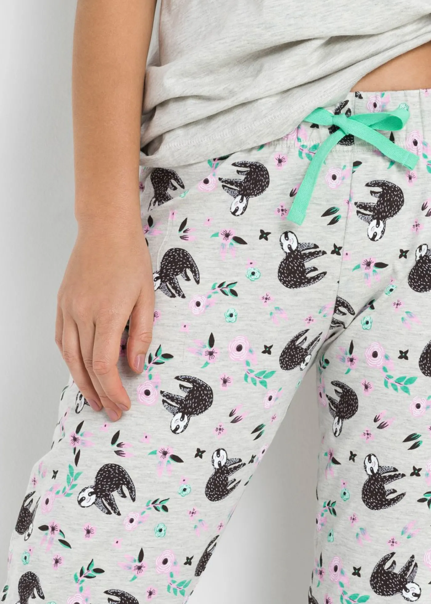 bonprix bonprix Pijama con mangas cortas crudo moteado / rosa pálido / menta / marrón oscuro / blanco
