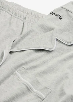 bonprix bonprix Pijama con viscosa y botones Gris claro jaspeado-blanco Best