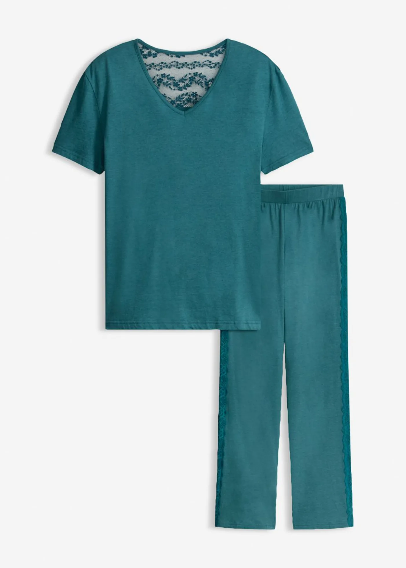 bonprix bonprix Pijama con viscosa y encaje verde pimiento Outlet