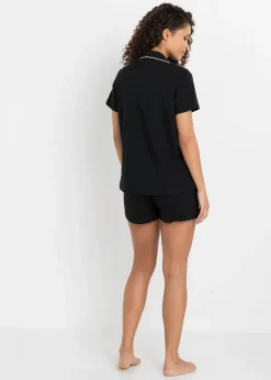 bonprix bonprix Pijama corto con botones Negro