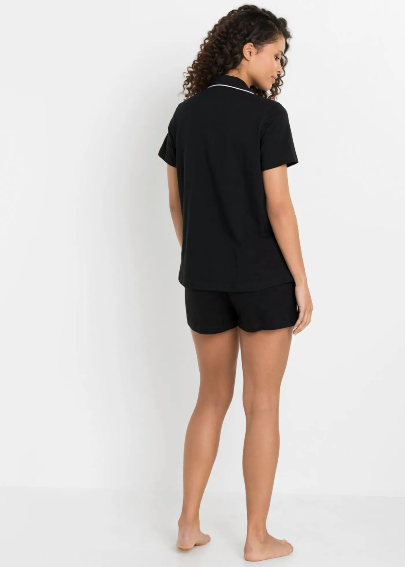 bonprix bonprix Pijama corto con botones Negro