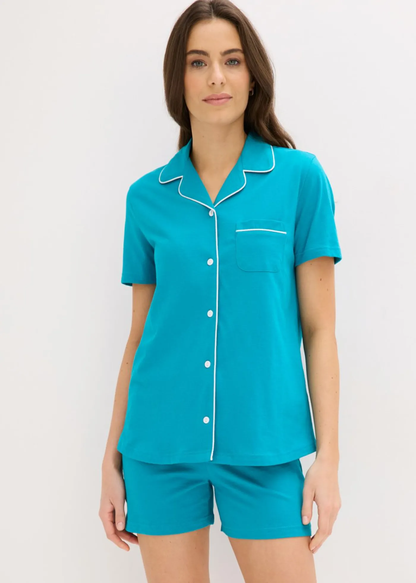 bonprix bonprix Pijama corto con botones Azul laguna Outlet