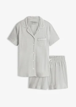 bonprix bonprix Pijama corto con botones Gris claro jaspeado New