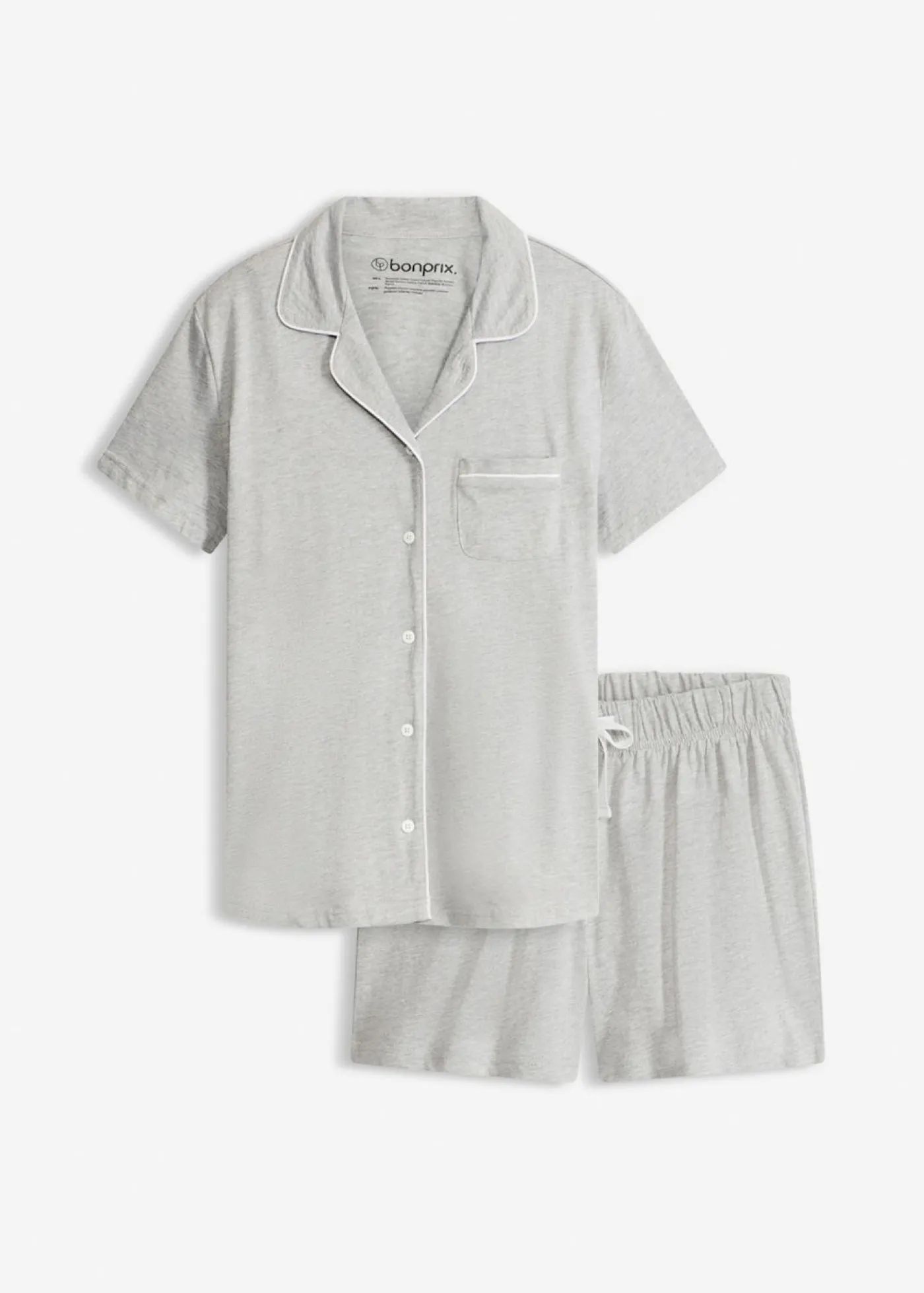 bonprix bonprix Pijama corto con botones Gris claro jaspeado New