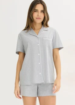 bonprix bonprix Pijama corto con botones Gris claro jaspeado New