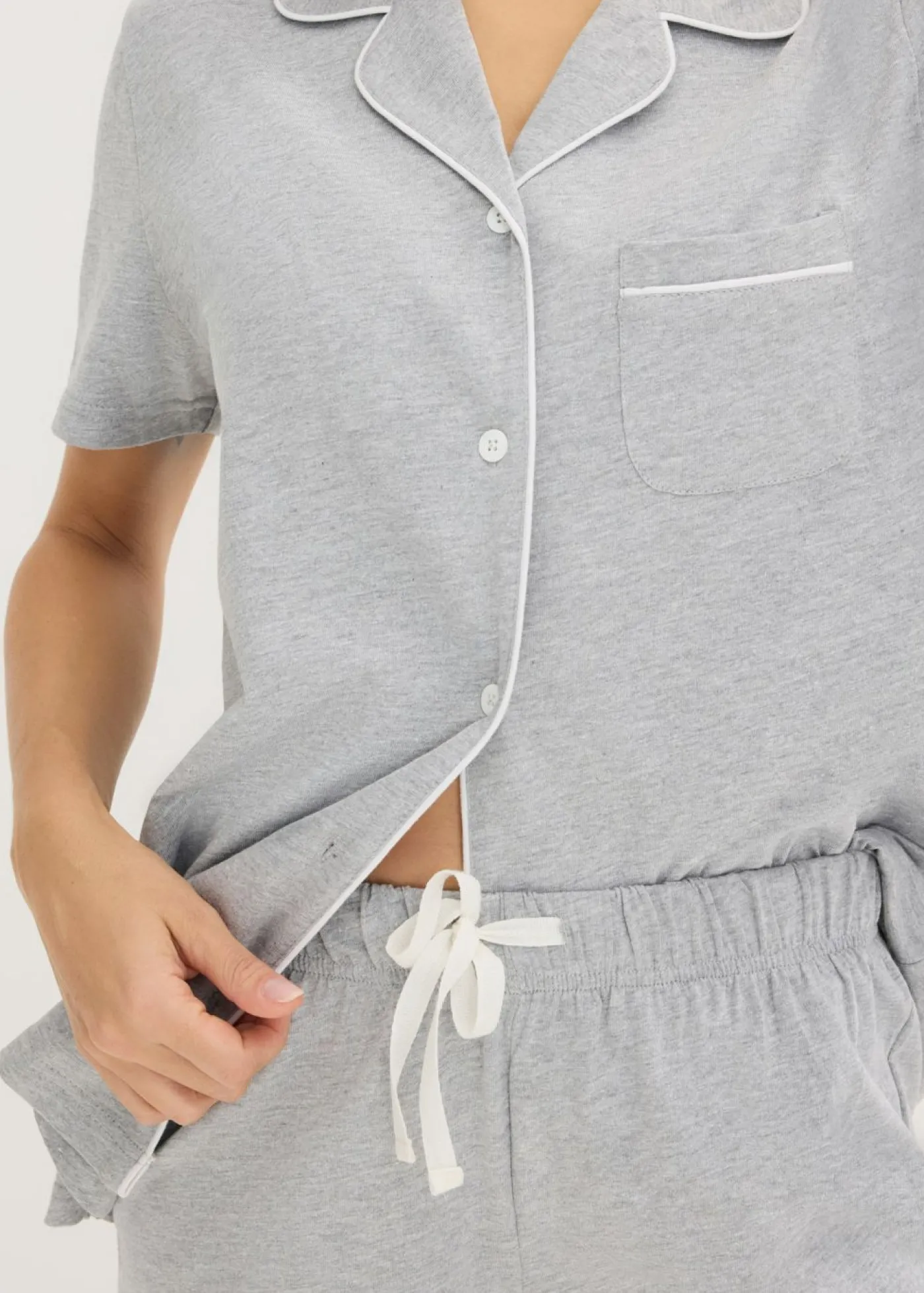 bonprix bonprix Pijama corto con botones Gris claro jaspeado New