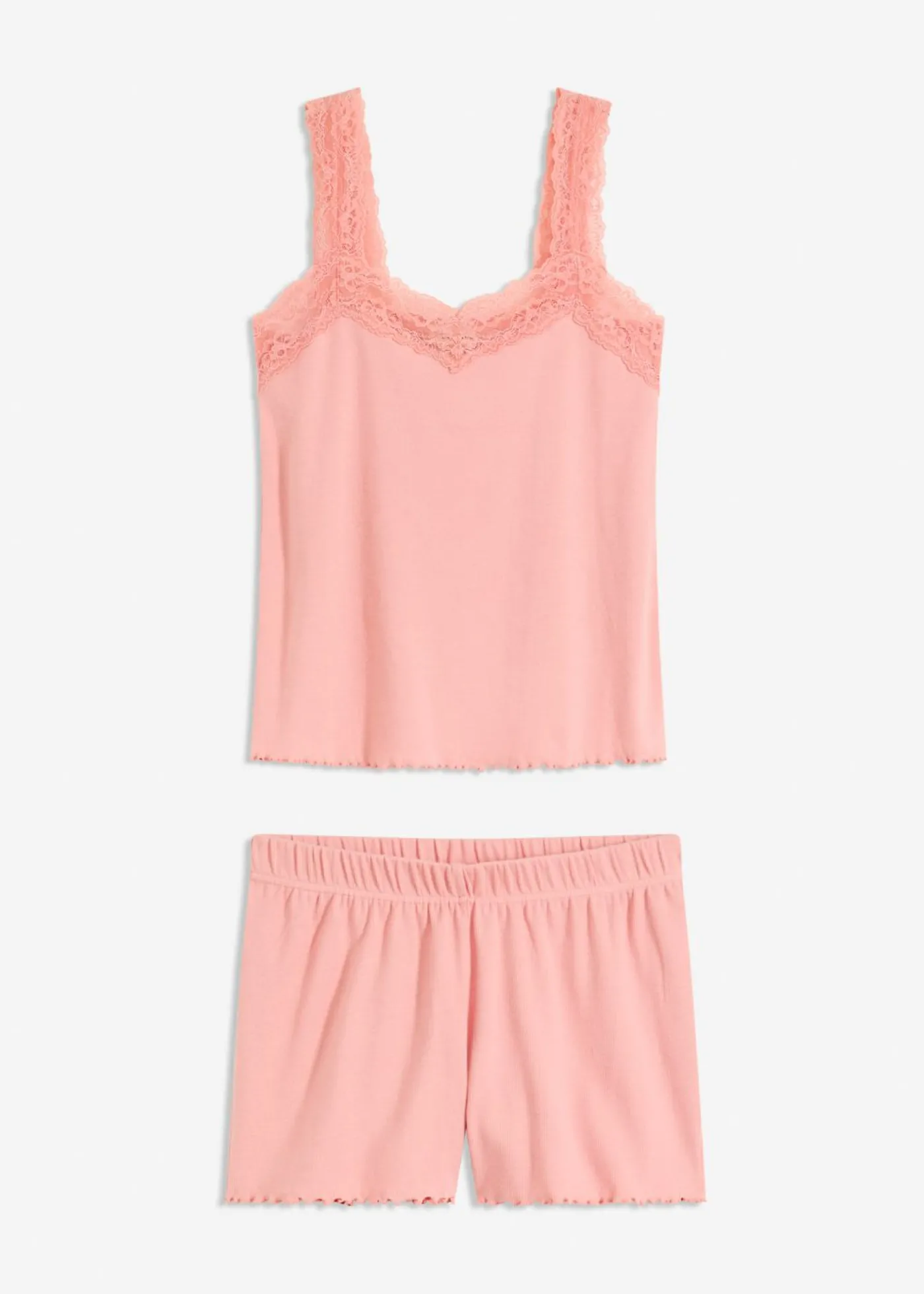 bonprix bonprix Pijama corto con delicado ribete de encaje Rosa vintage Best