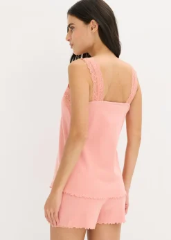 bonprix bonprix Pijama corto con delicado ribete de encaje Rosa vintage Best
