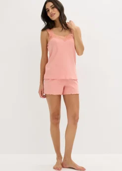 bonprix bonprix Pijama corto con delicado ribete de encaje Rosa vintage Best