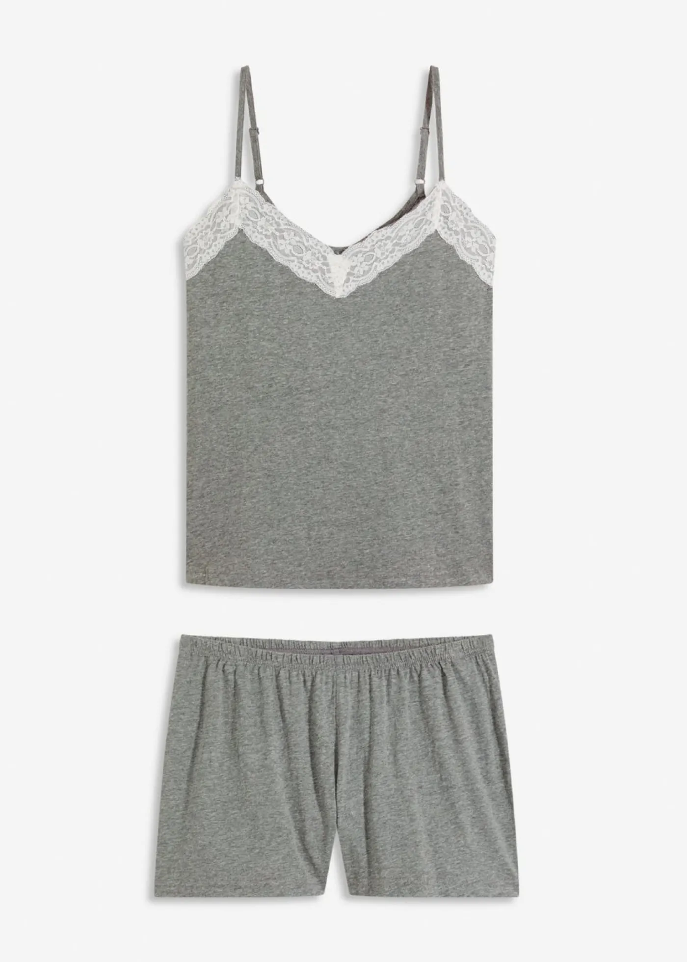 bonprix bonprix Pijama corto con encaje fino gris jaspeado moteado Discount