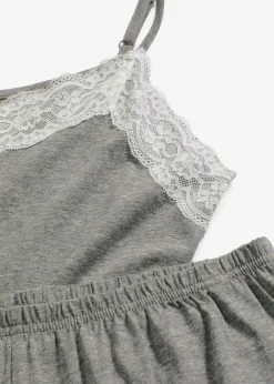bonprix bonprix Pijama corto con encaje fino gris jaspeado moteado Discount
