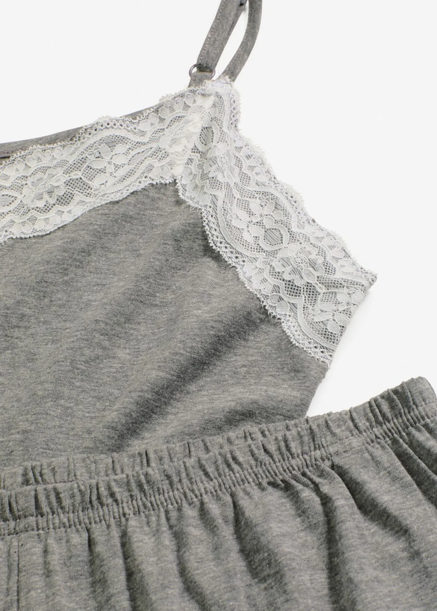 bonprix bonprix Pijama corto con encaje fino gris jaspeado moteado Discount