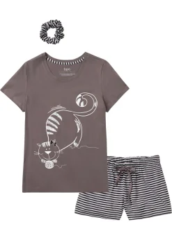 bonprix bonprix Pijama corto con gomilla para el pelo Baya ahumado de rayas Hot