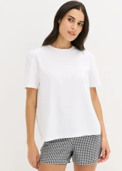 bonprix bonprix Pijama corto con pantalón tejido blanco a cuadros Hot