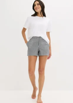 bonprix bonprix Pijama corto con pantalón tejido blanco a cuadros Hot