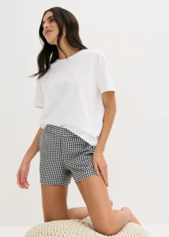 bonprix bonprix Pijama corto con pantalón tejido blanco a cuadros Hot
