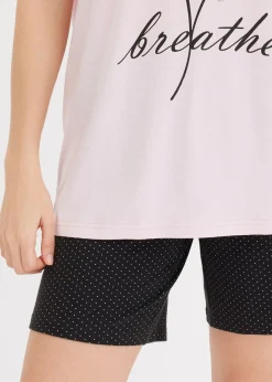 bonprix bonprix Pijama corto con pantalón ciclista lila empolvado-negro topos Hot