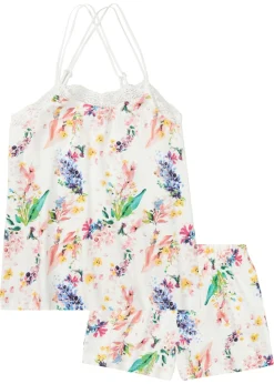 bonprix bonprix Pijama corto con tirantes finos Blanco lana de flores Clearance