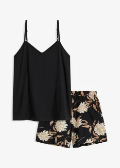 bonprix bonprix Pijama corto de algodón puro Negro estampado Online