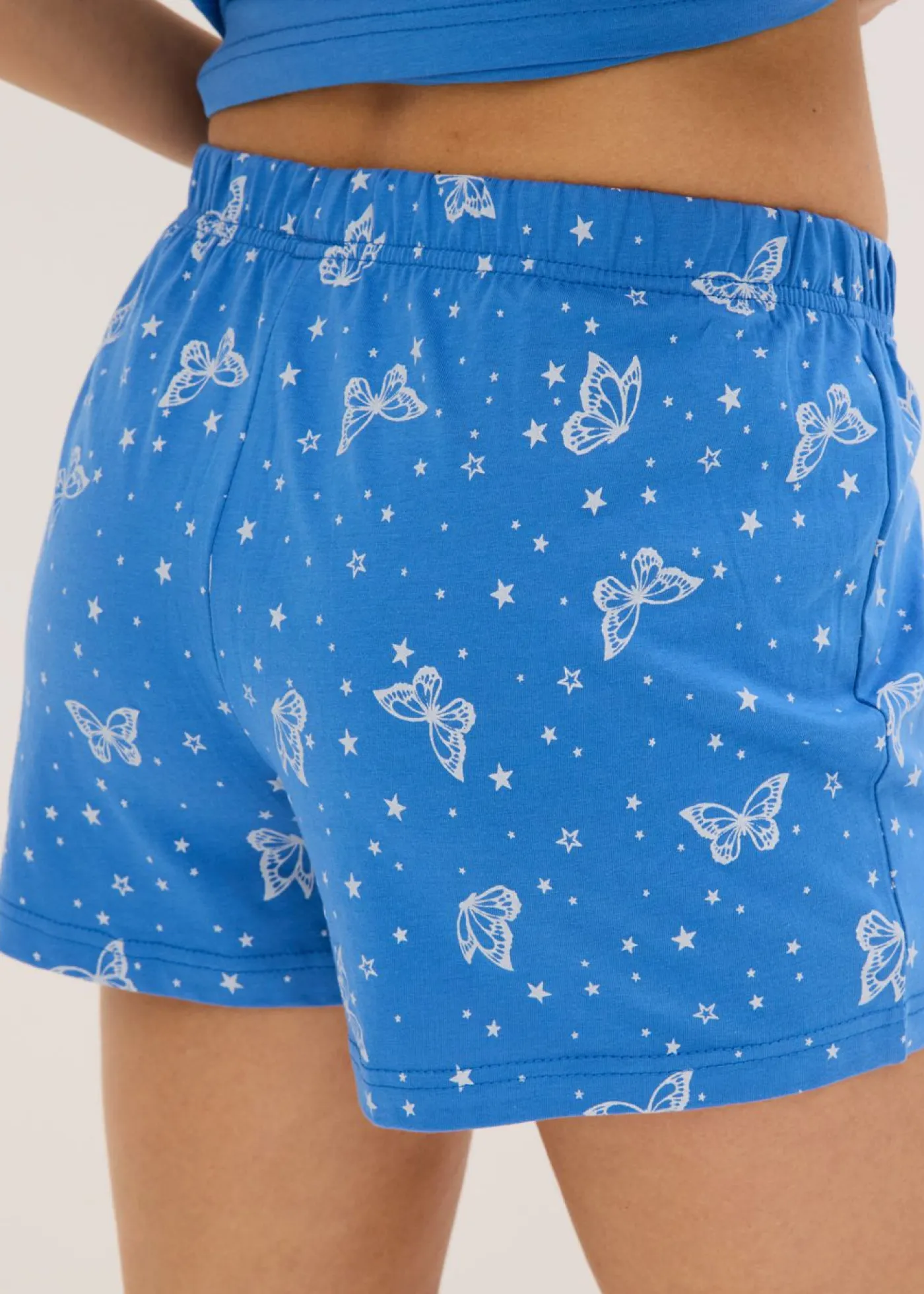 bonprix bonprix Pijama corto de algodón puro Azul glaciar-blanco estampado Online