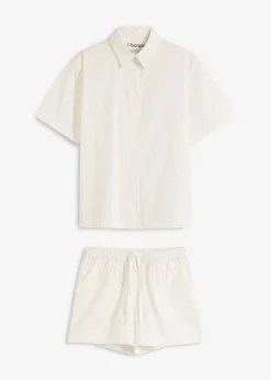 bonprix bonprix Pijama corto de algodón puro Blanco Sale
