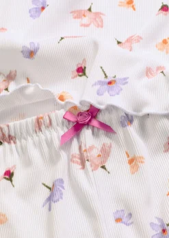 bonprix bonprix Pijama corto de canalé blanco con flores Discount