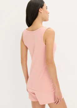 bonprix bonprix Pijama corto de canalé suave Rosa vintage Hot