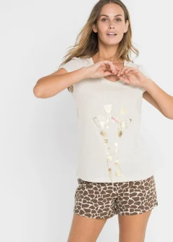 bonprix bonprix Pijama corto estampado Beige estampado Sale
