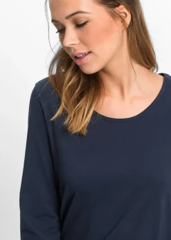 bonprix bonprix Pijama de algodón orgánico Azul marino/natural jaspeado estampado Online