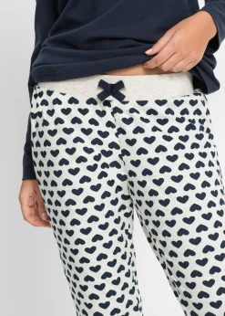 bonprix bonprix Pijama de algodón orgánico Azul marino/natural jaspeado estampado Online