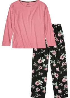 bonprix bonprix Pijama de algodón orgánico puro Sorbete de frambuesa-negro de flores Discount
