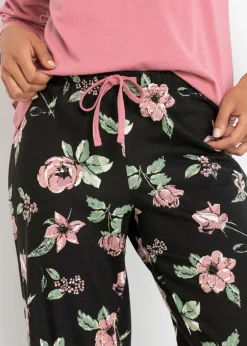 bonprix bonprix Pijama de algodón orgánico puro Sorbete de frambuesa-negro de flores Discount