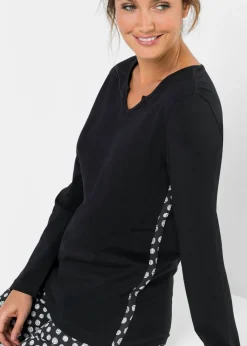 bonprix bonprix Pijama de algodón orgánico puro Negro-blanco estampado New
