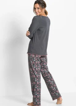 bonprix bonprix Pijama de algodón orgánico puro Gris estampado Clearance