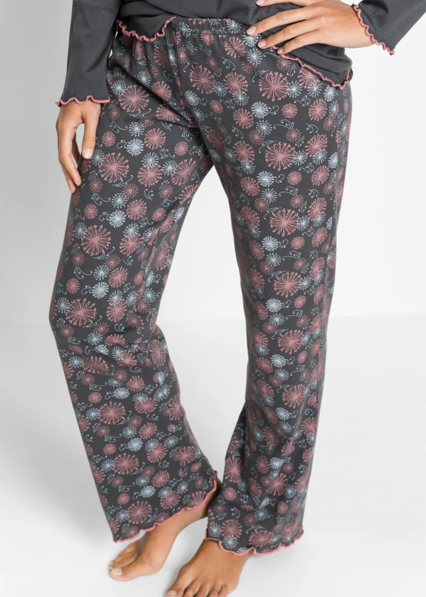 bonprix bonprix Pijama de algodón orgánico puro Gris estampado Clearance