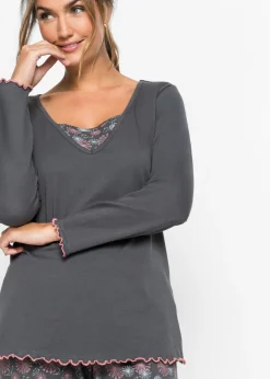 bonprix bonprix Pijama de algodón orgánico puro Gris estampado Clearance