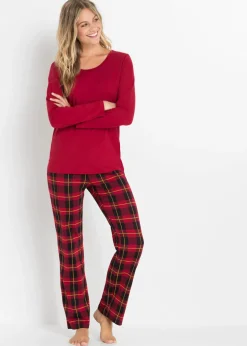 bonprix bonprix Pijama de algodón orgánico puro Rojo de cuadros