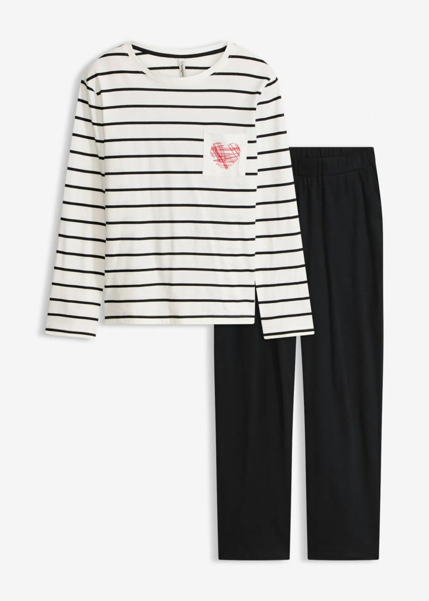 bonprix bonprix Pijama de algodón puro blanco lana-negro con rayas Hot