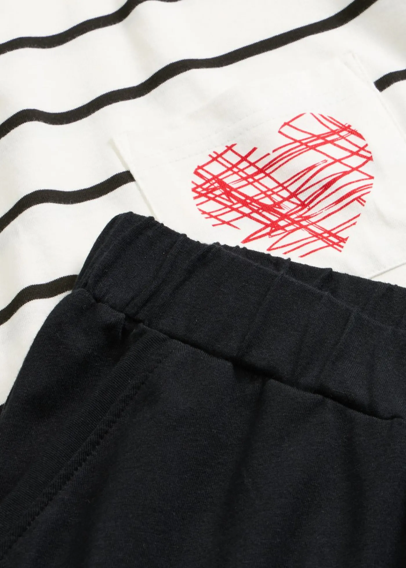 bonprix bonprix Pijama de algodón puro blanco lana-negro con rayas Hot