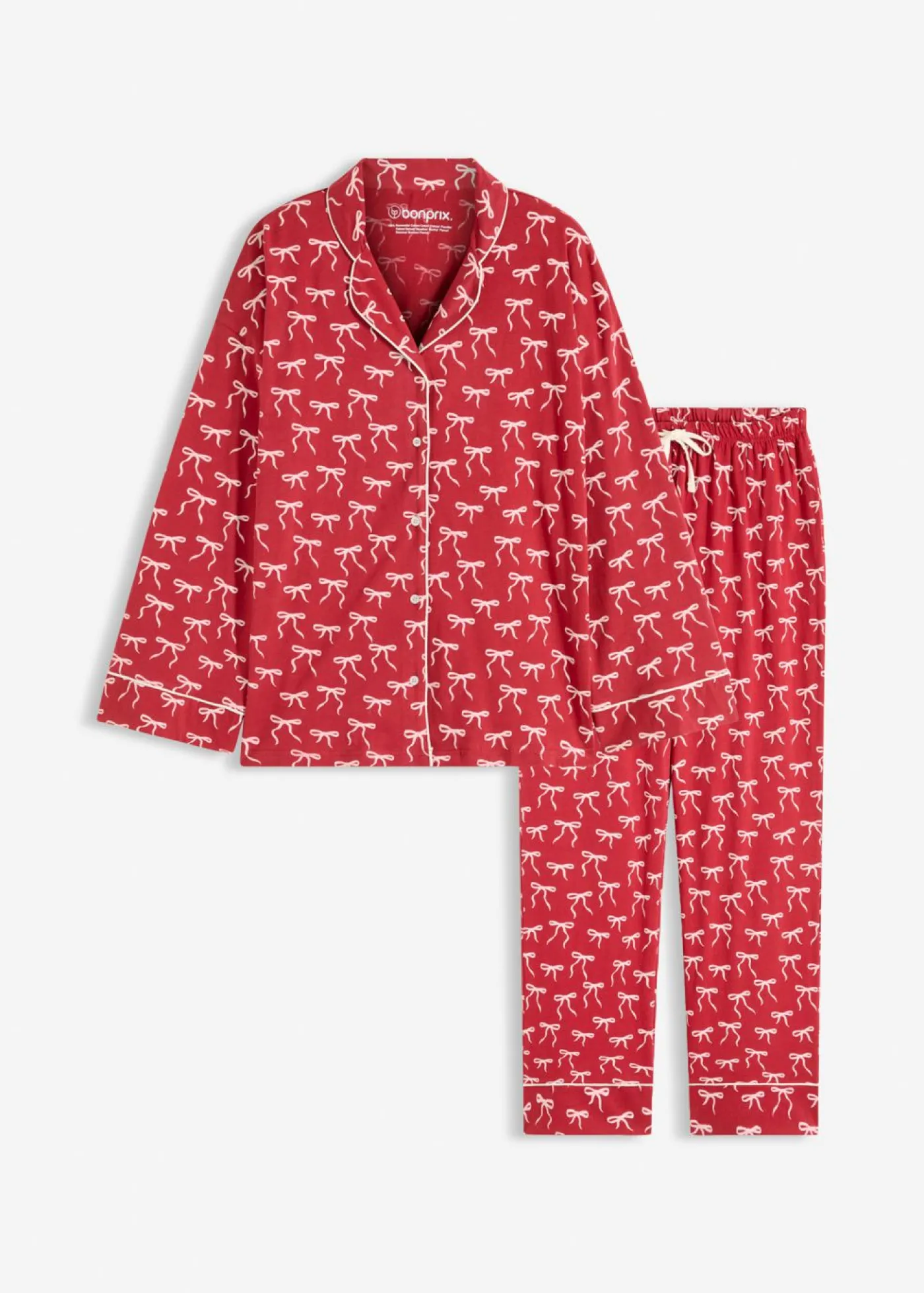 bonprix bonprix Pijama de algodón puro Rojo oscuro estampado Outlet