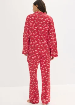 bonprix bonprix Pijama de algodón puro Rojo oscuro estampado Outlet